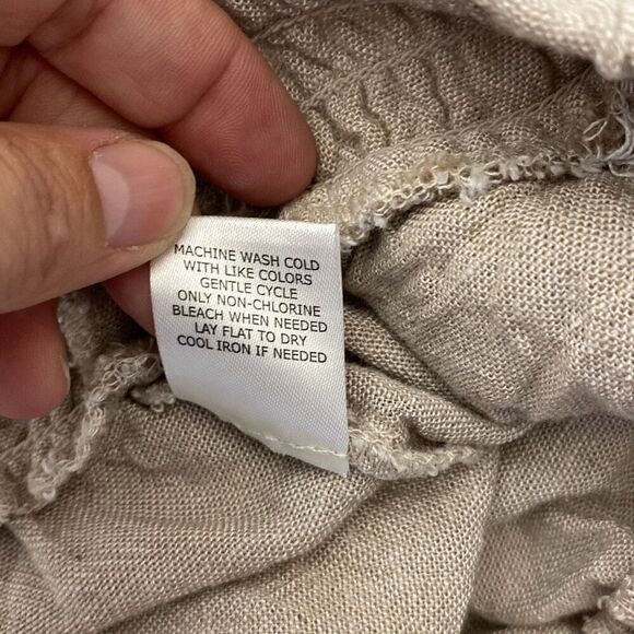 Blue Sol Women's Cream Drawstring Linen Blend Wide Leg Cargo Pants Size Medium - Picture 11 of 11